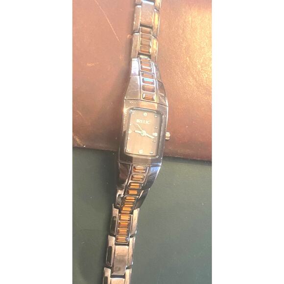 Women's 17mm Bronze Tone Relic Watch with Crystal Accents - Picture 3 of 3